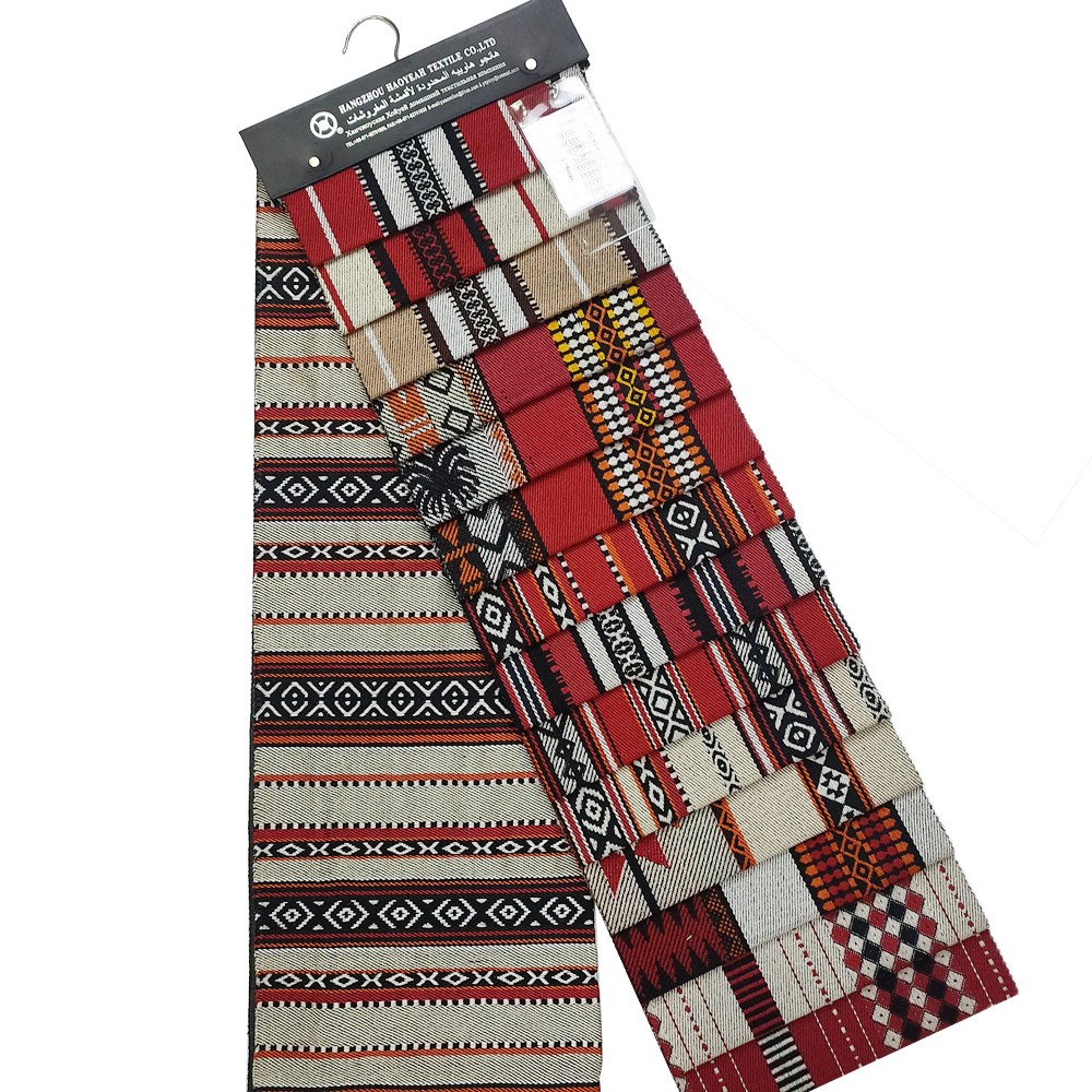Stíl Araibis saincheaptha fabraic upholstery Sadu Sadu dearg agus dubh Jacquard
