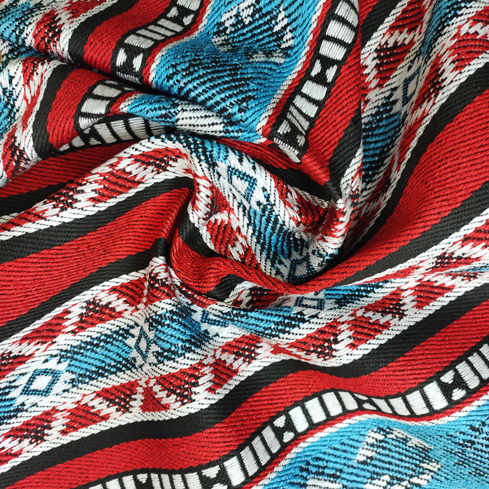 Stíl Araibis Sadu Polyester Cotton Snáth abhras Daite Jacquard Fabraic le haghaidh tolg agus mála